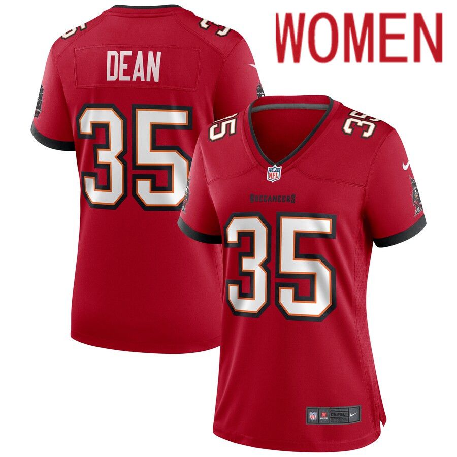 Women Tampa Bay Buccaneers #35 Jamel Dean Nike Red Game NFL Jersey->women nfl jersey->Women Jersey